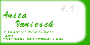 anita vanicsek business card